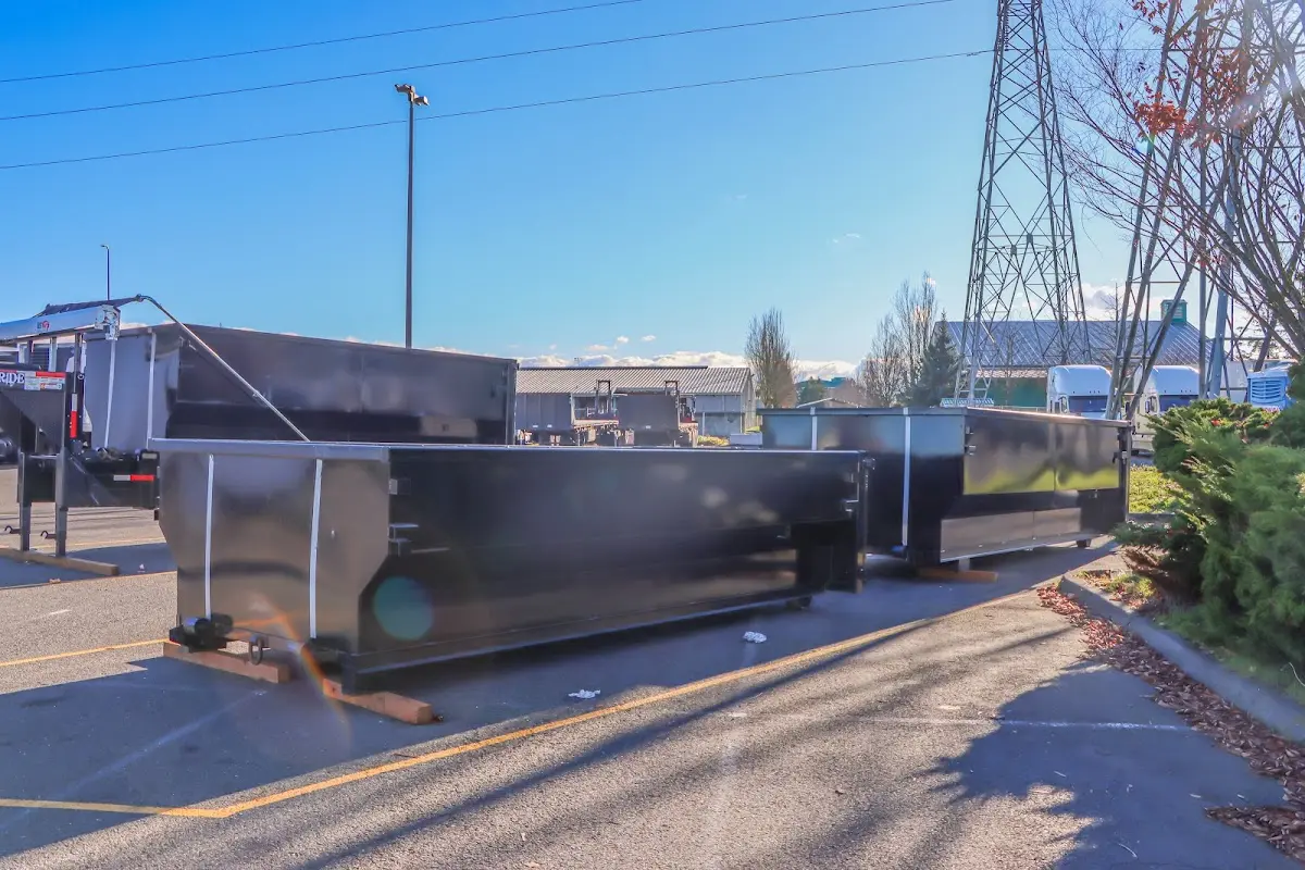 Roll-off dumpster ready for waste disposal at job site for 15 Yard Dumpster Rental in Fortuna Foothills